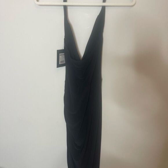 Revolve Norma Kamali Cayla Side Drape Gown in Black NWT XS FLAWED - Picture 5 of 10